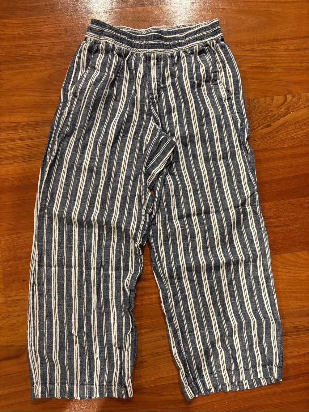 Old Navy Navy and White Wide-Leg Linen Pants